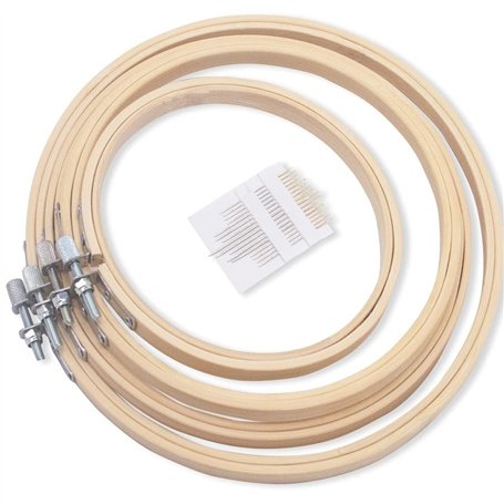 4 Pièces tambours à broder en bambou de tailles différentes Bambou Anneau de Broderie Bois Réglable