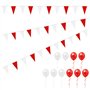 Banderoles Rouges et Blanches de 40 m et 10 Ballons