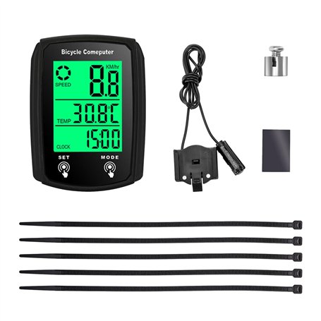 1 Jeu de Compteur kilométrique Vélo avec Magnétique Pad Silicone Support de Capteur Magnétique 5 Attache-Câbles Étanche Rétroécl