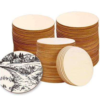50 Pièces Disque en Bois Brut