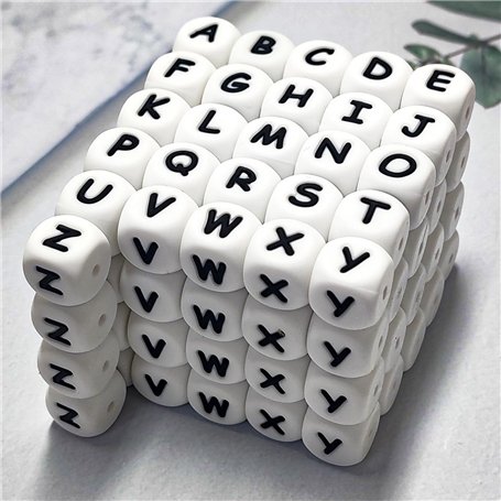 Lot de 104 perles en silicone avec lettres de l'alphabet pour la fabrication de porte-clés
