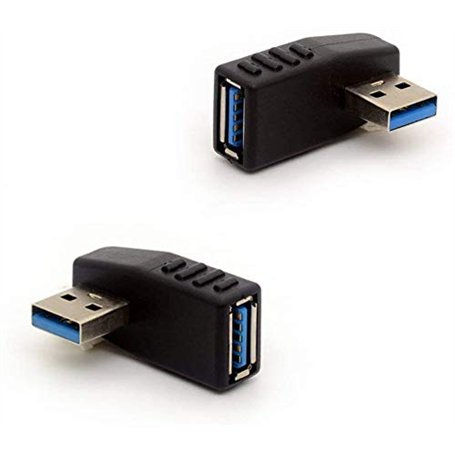 Adaptateur USB 3.0 90 degrés angle droit connecteur USB type A mâle à extension femelle 2 pcs (angle gauche et angle droit inclu