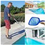 Tkxjry 120CM Écumoire De Piscine, Épuisette à Feuilles Filet, Filets de Fond de Piscine avec percher, Avec Mât Télescopique en A