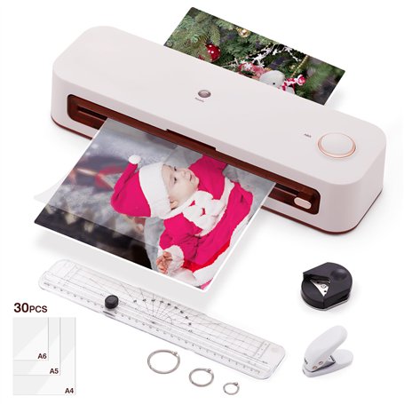 Bisofice Plastifieuse A4 avec 30 Films de Plastification pour A4/A5/A6