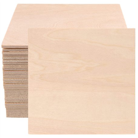 MANCHAP Lot de 60 feuilles de bois de contreplaqué carrées de 100 x 100 x 2 mm