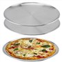 NAMYEUT Lot de 3 plaques à pizza rondes en acier inoxydable argent de 26 cm - plaque à pizza ronde pour four - Plaque de cuisson