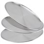 NAMYEUT Lot de 3 plaques à pizza rondes en acier inoxydable argent de 26 cm - plaque à pizza ronde pour four - Plaque de cuisson