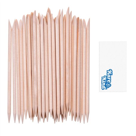 Kare & Kind 100x Bâtons à Ongles en Bois Orange Double Face - Nettoyant Décapant à Cuticules - Manucure