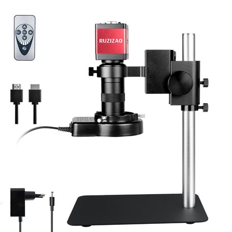 RUZIZAO Microscope Numérique HDMI 1080P VGA Caméra Microscope avec Objectif Zoom 130X