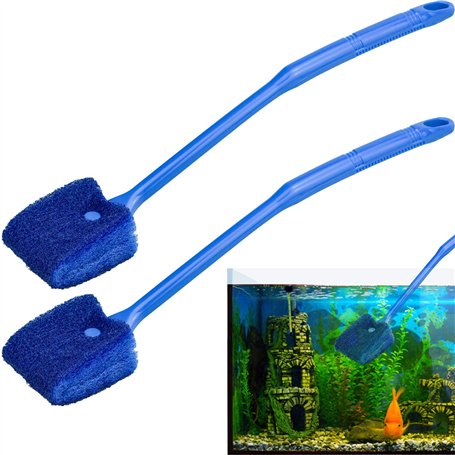 TDDL 2PCS Brosse De Nettoyage d'Aquarium en Eponge 40CM Grattoir d'Algues d'Aquarium Double Face Accessoires de Nettoyer la Vitr