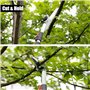 WOOLUCK 1,8-4m Sécateur de Jardin Télescopique Extensible, Coupe Branche Long Manche avec Pince de Retenue en Aluminium, Scie El