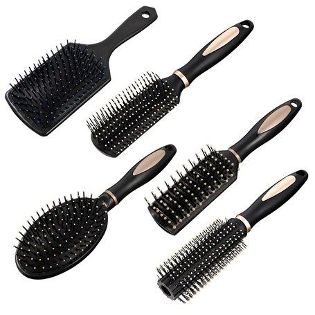 5 Lot Brosse Cheveux Démêlante à Cheveux Anti-Casse en forme divers pour Styling et Démêler les Cheveux longs épais fins frisés