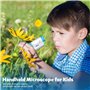 GlasFlength 80x-200x Microscope Enfant Portable, Microsc ope Enfant avec 12 Lames Lumière LED Mic roscope Éclairé Microscope ave