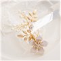JUSTUSNX Accessoires de cheveux en forme de fleur dorée avec perles et cristaux - Épingles à cheveux de mariage pour femmes et f