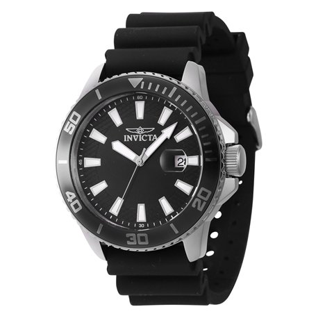 INVICTA Pro Diver 46087 Montre Homme - Entanche - Analogique - Mouvement à Quartz - Acier Inoxydable avec Cadran Noir - 45mm