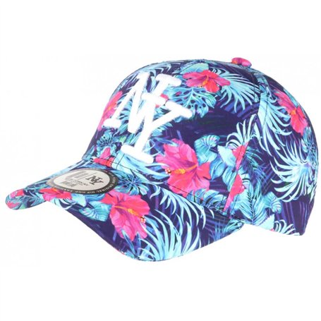 Casquette NY Violette Fleurs Roses Tropicales Fashion Baseball Phuket - Taille: Taille Unique - Couleur: Violet - Mixte