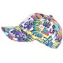 Hip Hop Honour Casquette NY Blanche et Violette Print Pop Art Cartoons Baseball Wow Boom - Taille: Taille Unique - Couleur: Blan