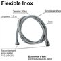 Flexible de douche - ROUSSEAU - Écrous métal - Sertis de sécurité - Longueur 1m50 - Inox chromé simple agrafage