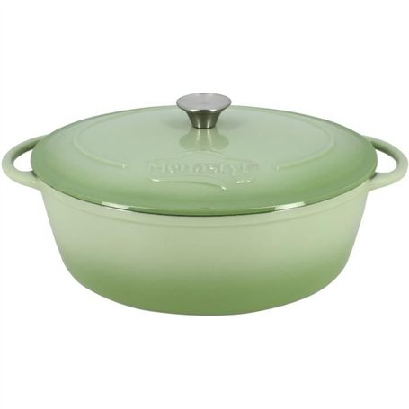Cocotte - MENASTYL - 6020075 - Ronde - En fonte acier émaillé - Vert - 7 litres