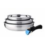 Arthur Martin AM2208 Set de 3 poêles Acier Inoxydable Poignée amovible Tous feux dont induction