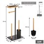MSV - Combiné WC avec Support Smartphone TEIKI - Porte-Rouleau Papier WC Bambou & Acier + Brosse WC + Supporte 3 Rouleaux de Rec