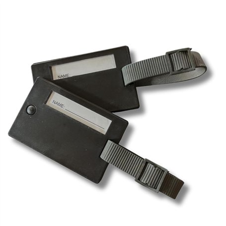 PARENCE.- Lot de 2 Étiquettes à Bagages avec Cache d’Adresse – Tag Valise en Plastique Durable | Sangles Réglables pour Sac à Do