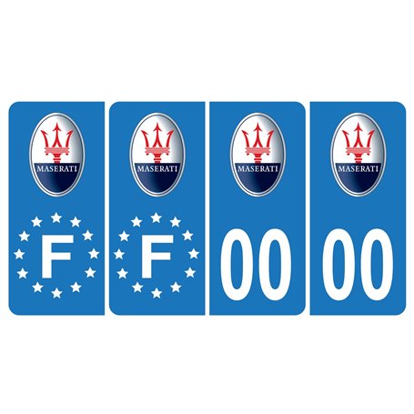HADEXIA Pack 2 Paires Autocollant Stickers Plaque d'immatriculation Premium Maserati - Numéro Personnalisé
