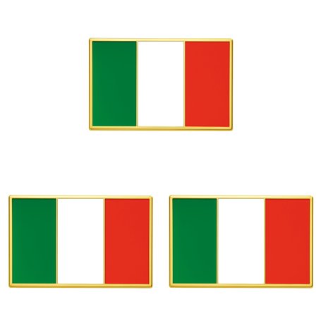 Lot de 3 Pins Drapeau Italien Doré en Métal Émaillé pour Vêtements | Broche Élégante Italie | Accessoire Patriotique | Pin's Sou