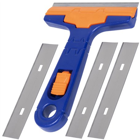 AERZETIX - C68547 - Grattoir vitre + 4 Lames pour Retirer Les Autocollants Stickers - Longueur de la Lame 100 mm - raclette Pare