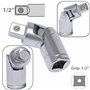 AERZETIX - C68544 - Adaptateur cardan 1/2" de douille à tête articulée pour clé à cliquet - en acier CR V50BV30 - couleur argent