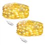 SALCAR Lot de 2 Guirlande Lumineuse Noël à 10M 100 LED et à piles en fil de cuivre pour éclairage intérieur et extérieur