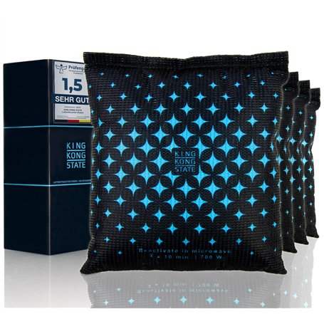 King Kong State Lot de 4 coussins déshumidificateurs de voiture 500 g avec rembourrage anti-buée réutilisable antidérapant en si