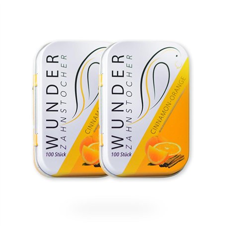 Wunder Zahnstocher Cure-dents aromatisés - Haleine fraîche avec cure-dents aromatisés - Lot de 2 (cannelle/orange)