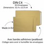 50x Enveloppes d'expédition DIN C4 A4 marron avec bandes adhésives peel&seal sans fenêtre 324x229mm 90g/m2