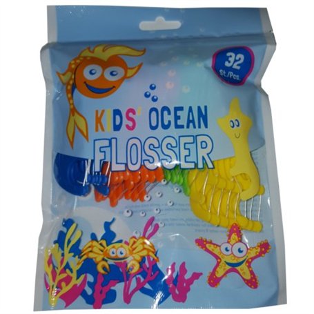 Kids Ocean Flosser - Lot de 32 fils dentaires pré-découpés