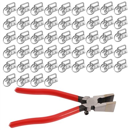 EMSea 50pcs Quincaillerie pour Porte-clés 1 Pouce Lanière Matériel de Porte-clés avec Outil de Pince Porte-clés pour Porte-clés