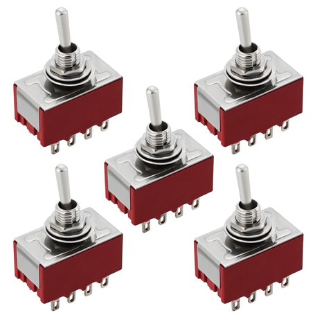 ECSiNG 5 Pièces Mini Interrupteur à Bascule Miniature 12 Broches Interrupteur à Bascule 2 Positions Interrupteur à Bascule MTS-4