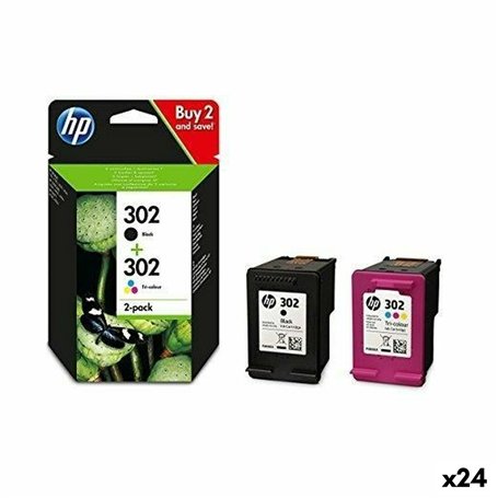 Cartouche d'encre originale HP Officejet 3830 - Nº 302 (F6U66AE + F6U65AE) Jaune (24 Unités)