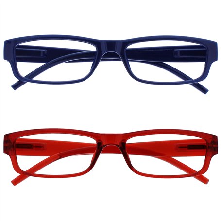 La Société Lunettes De Lecture Bleu Foncé Rouge Léger Lecteurs Valeur Pack 2 Hommes Femmes RR32-3Z +2
