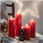 Lights4fun Lot de 4 Bougies Rouge TruGlow® LED à Piles en Cire Véritable avec Effet Fondu