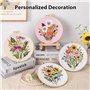 VynyQoo 4pcs Kit Broderie Debutant Motif Floral, Kit de Broderie fleurs, Fils à Broder Kit, Embroidery Kit Broderie Débutant ave