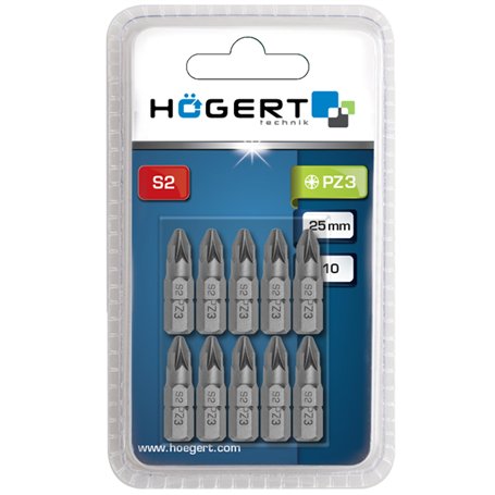 HÖGERT TECHNIK Lot de 5 embouts de vissage PZ3 25 mm