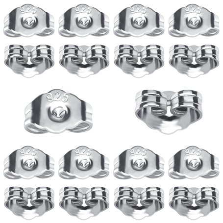 TOAOB 20pcs Fermoirs de Boucles d'oreilles en Plaqué Argent Hypoallergénique 4.45 x 5.85mm en Forme de Papillon Support Sécurisé