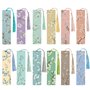 BETESSIN Lot de 12 Marque-pages Branche de Fleur en Papier avec Pompon Bookmarks Marqueur Livre Cadeau pour Enseignants Étudiant