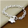 Vintage 925 Bracelet en Argent Massif À La Main Poli Étoile Pendentif Bracelet Réglable Bril