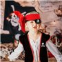 GEBETTER 1Kit Costume Déguisement Pirate Bandeau Cache-Oeil Gilet Boucle d’Oreille Accessoire Carnaval Halloween Anniversaire Fê