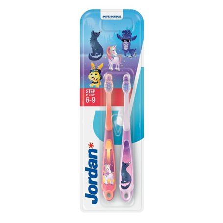 Jordan ® Step 3 Lot de 2 brosses à dents pour enfant de 6 à 9 ans