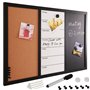 Bakaji Tableau magnétique blanc et noir avec tableau mémo en liège combiné 60 x 40 cm cadre bois avec set craies marqueur effaça