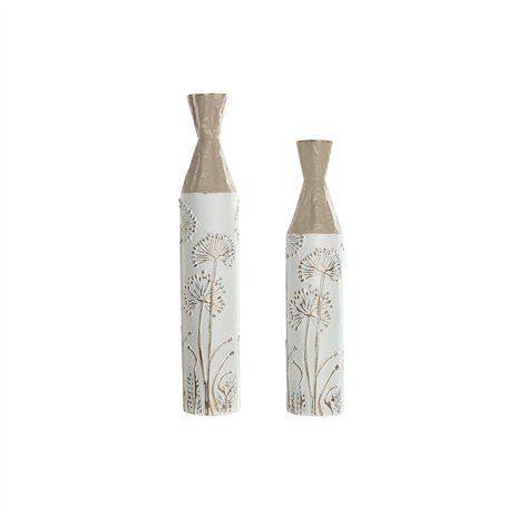 Ensemble de 2 Vases Home ESPRIT Beige Marron Clair Métal 13