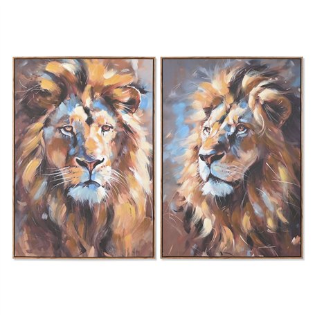 Cadre Home ESPRIT Bleu Orange Colonial Lion 70 x 3